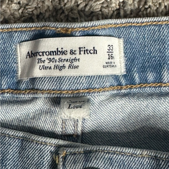 Abercrombie & Fitch Curve Love 90s Ultra High Rise Straight Jeans 33 16 34 relax - Picture 9 of 12